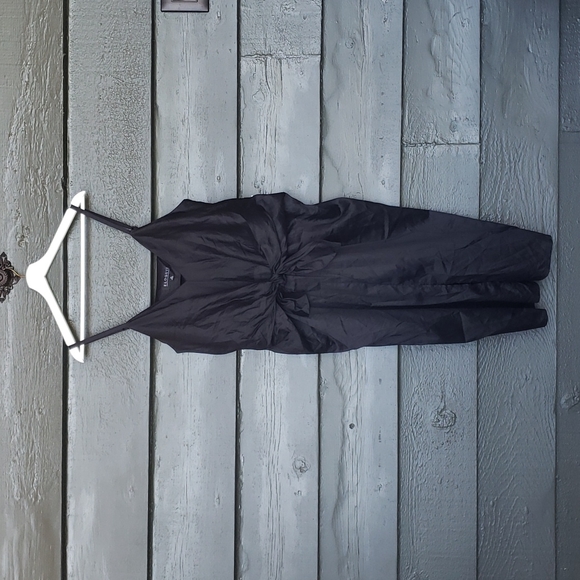 ELOQUII Black Tie Front Midi Dress sz 14 NEW Women's Plus LBD - Picture 4 of 12